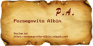Pozsegovits Albin névjegykártya